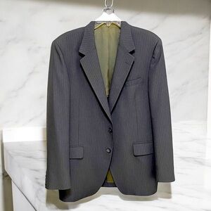 Oversized Blazer Jacket - Grey Pinstripe